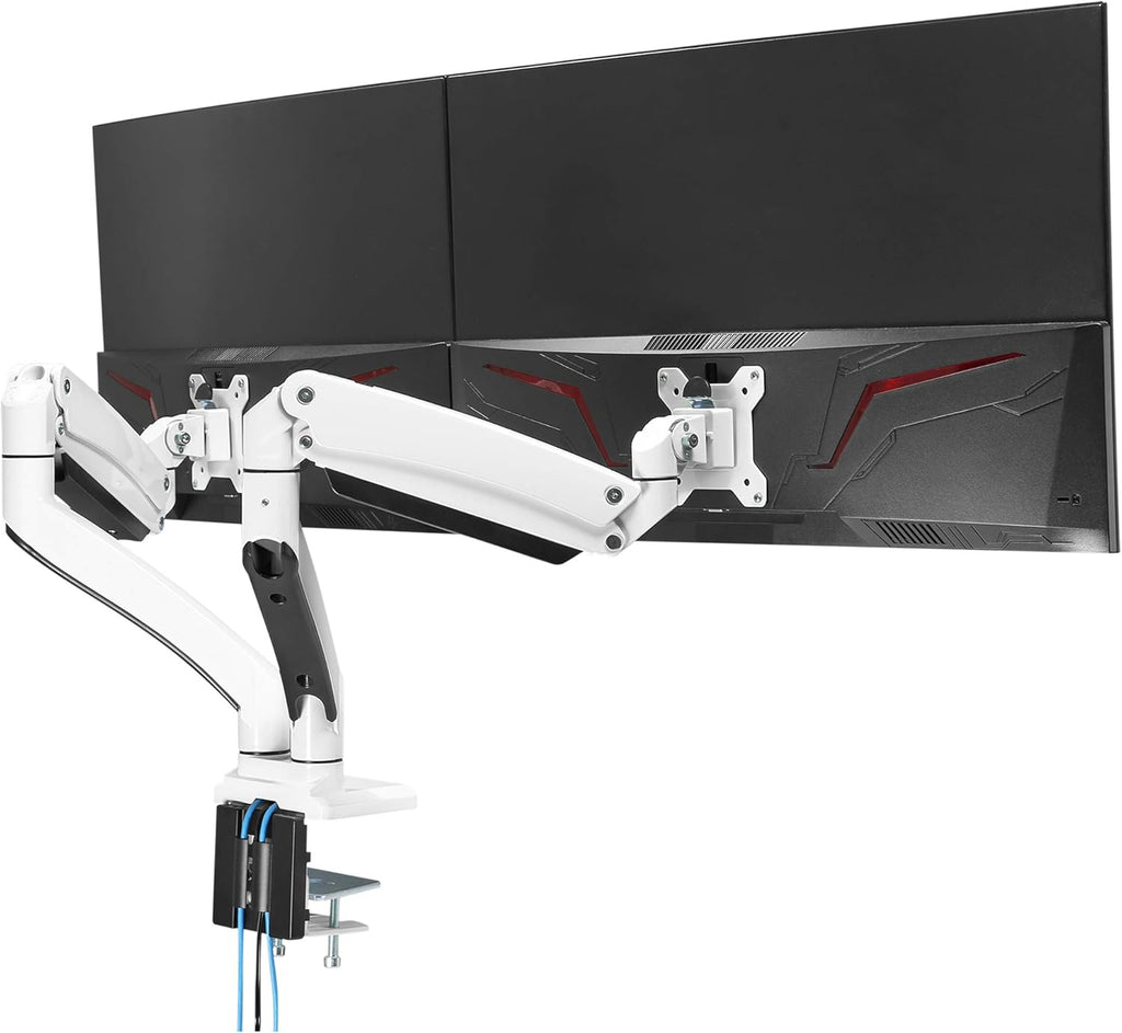 White Dual Monitor Arm Desk Mount P4246