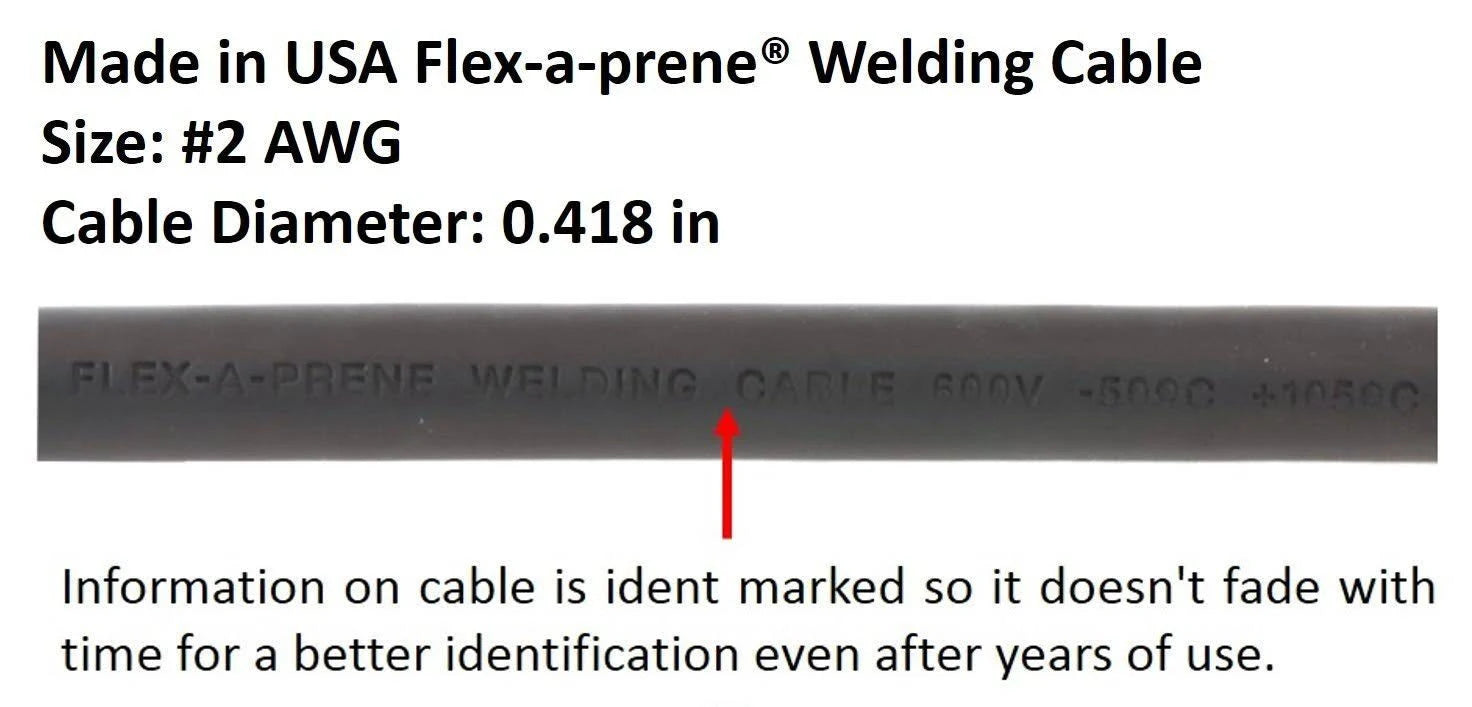 200 Amp Welding Leads Assembly Set with Dinse 35-70 Connector, #2 AWG Cable, 25 Feet each Lead M689