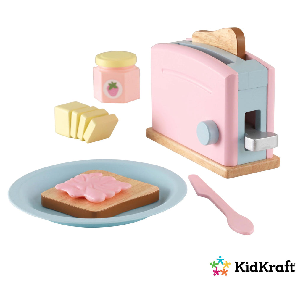 Pastel Wooden Toaster Playset with 8 Pieces G17844