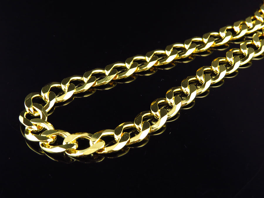 Yellow Gold Finish Sterling Silver Miami Cuban Link Chain Necklace L16950
