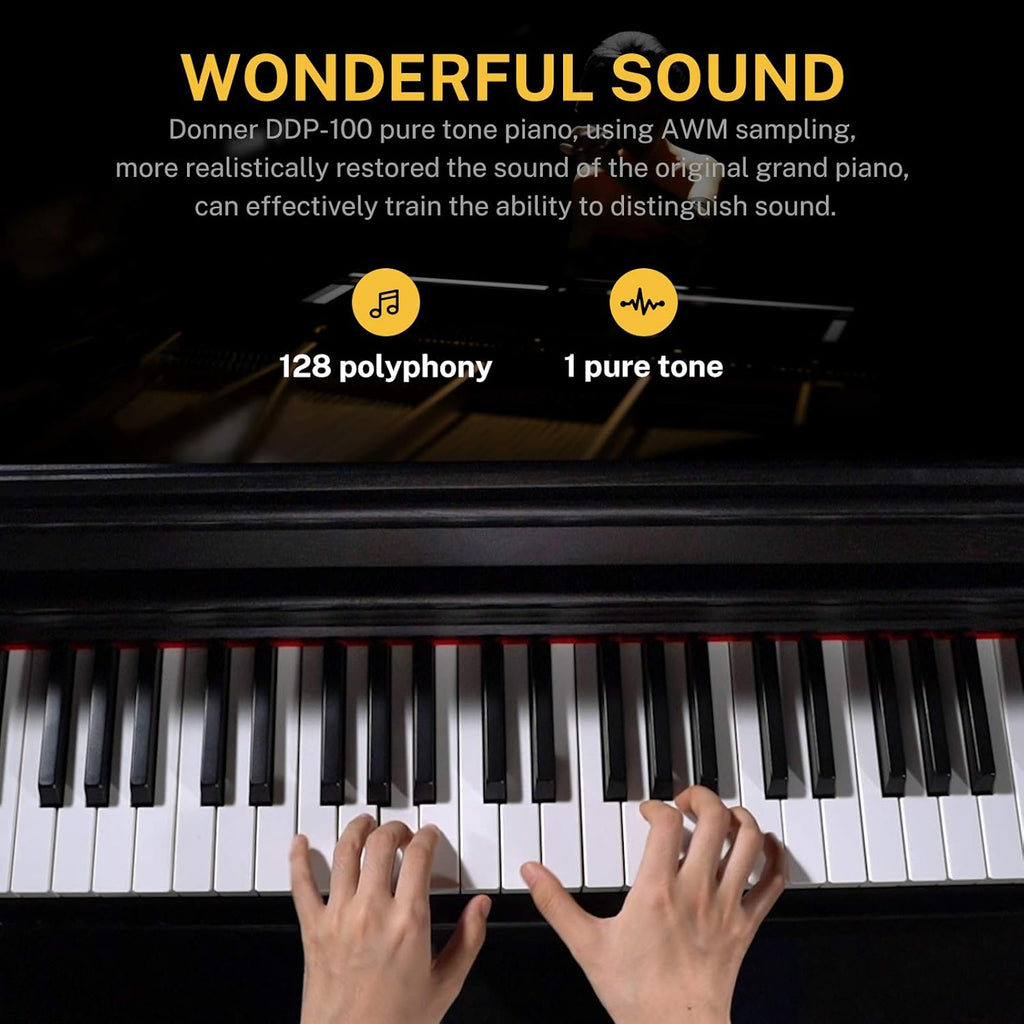 88-Key Weighted Action Digital Piano with Furniture Stand, Triple Pedals, Black R423003