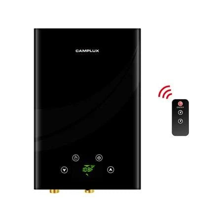 18KW Black Electric Tankless Water Heater with Digital Display and Remote Control C22716
