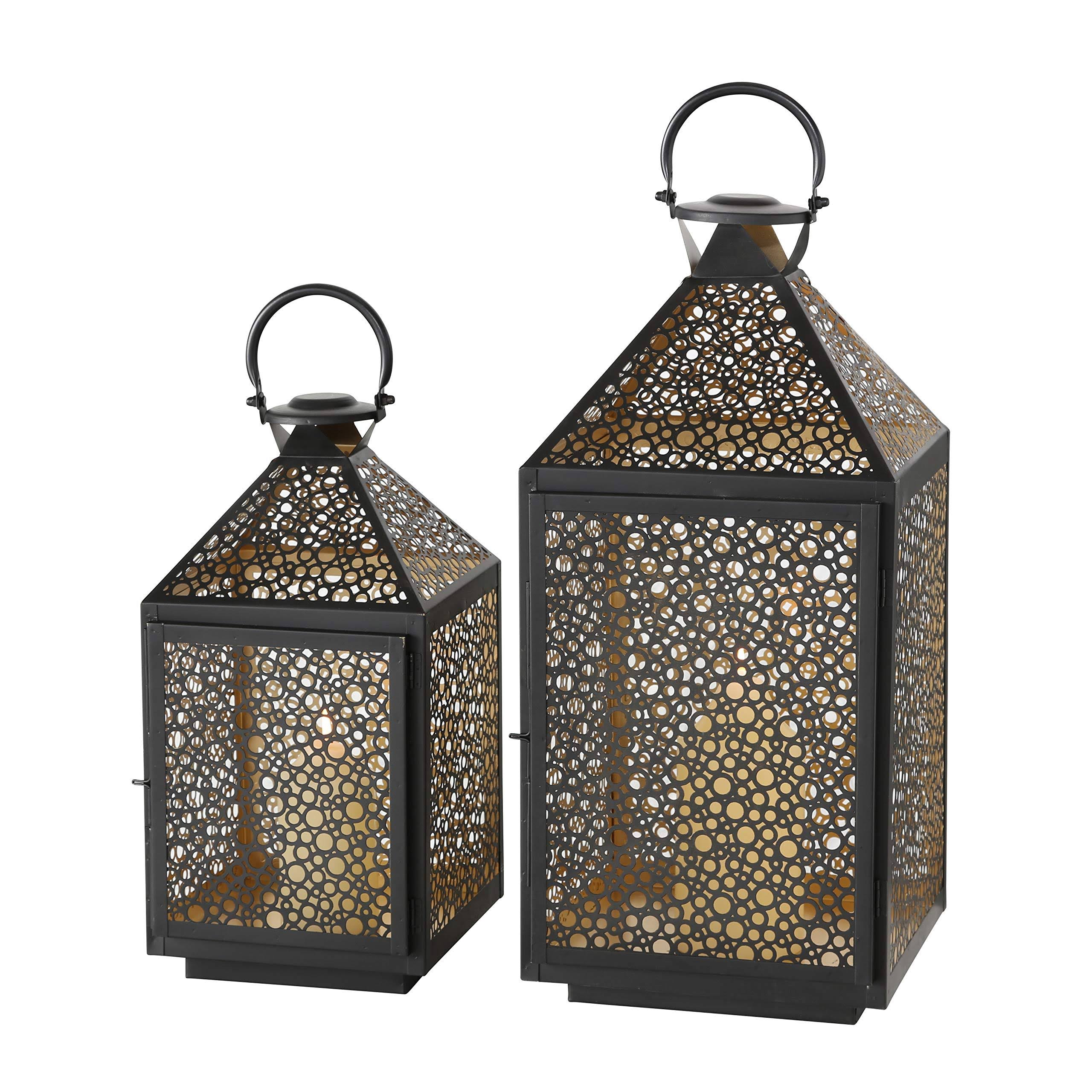 Rustic Iron Candle Lanterns, Set of 2 A91399