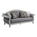 Tufted Fabric Sofa with 4 Pillows in Gray/Antique White X15480