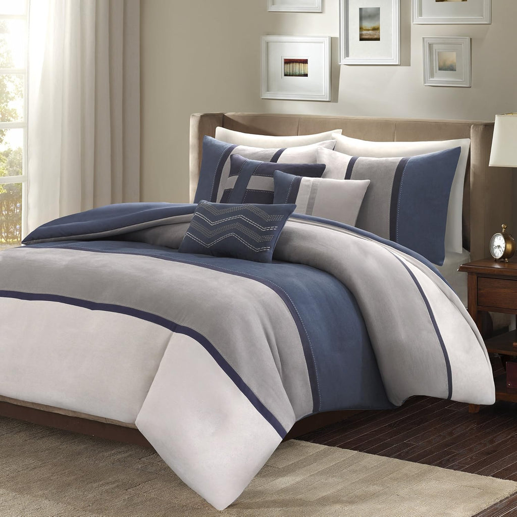 6 Piece Faux Suede Duvet Cover, King/California King (104 in x 92 in), Brown J90820