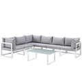 White Grey Fabric Outdoor Patio Sectional Sofa Set G46772