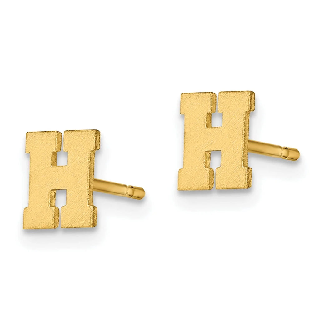 10K Yellow Gold Initial H Post Earrings Y202