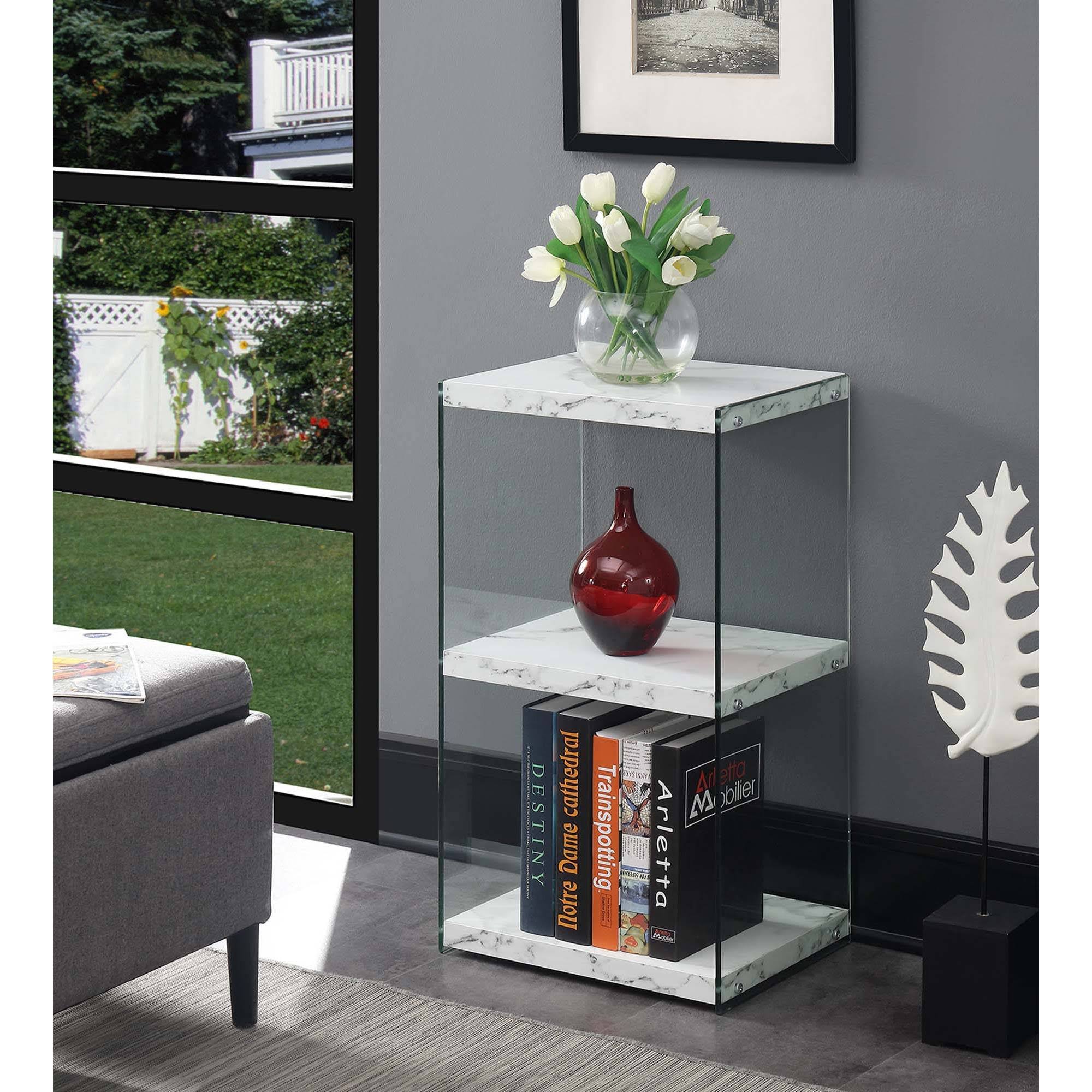 3 Tier Tower Bookcase White Faux Marble Y101