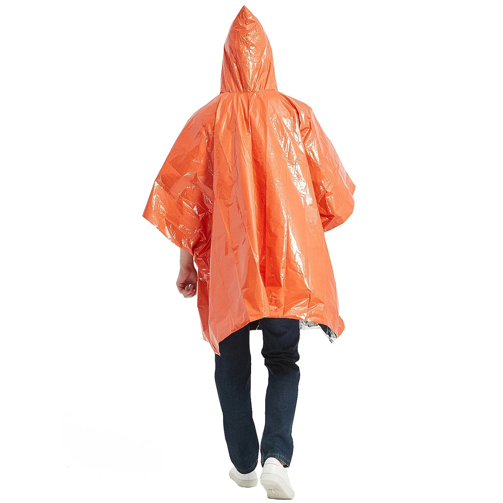 Hiking Emergency Kit Waterproof Heat Reflective Poncho Raincoat with Sleeping Bag and Tent Shelter N1296