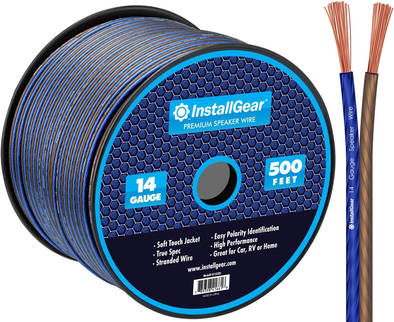 14 Gauge AWG 500ft Speaker Wire Cable Blue Black Pack of 2 X96325