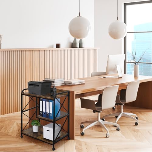 Black Printer Stand with Storage B8351