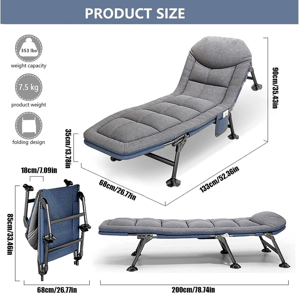 Heavy Duty Folding Camping Cot with Mattress I333