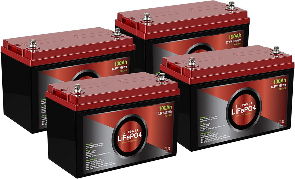 2 Pack 12V 100Ah Lithium LiFePO4 Deep Cycle Rechargeable Battery with Built-in BMS Z18709