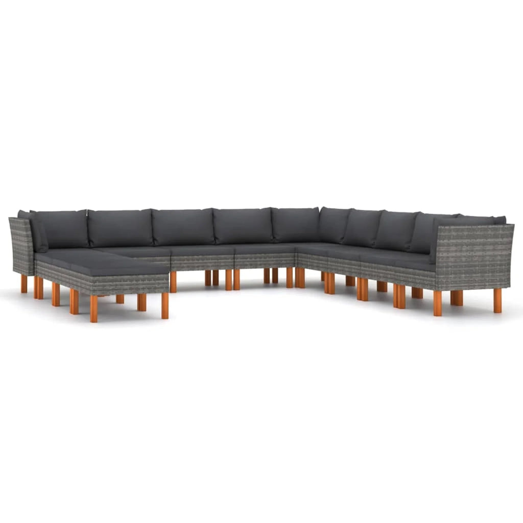 12 Piece Gray Poly Rattan Patio Conversation Set I739