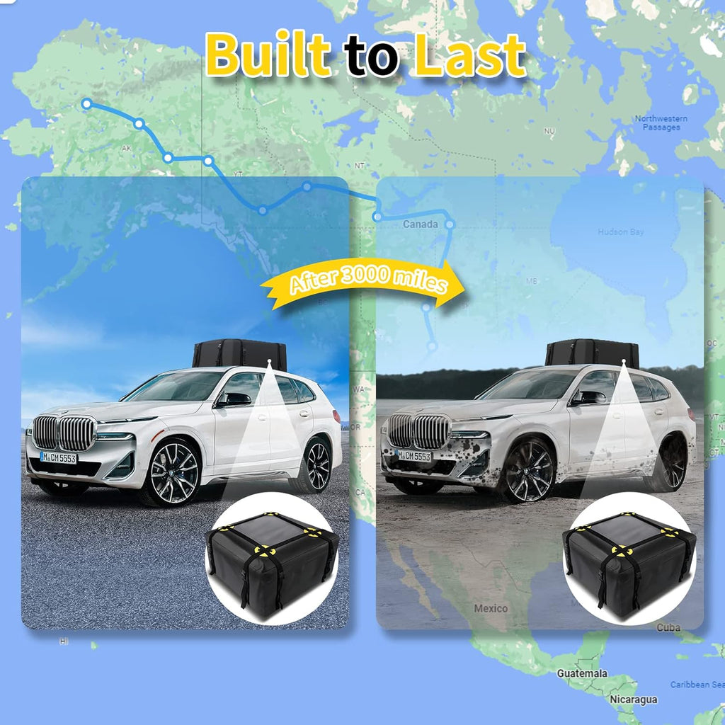 Car Roof Bag Waterproof Rooftop Cargo Carrier with Anti-Slip Mat and 6 Heavy-Duty Straps (15 Cubic Feet) Y53658