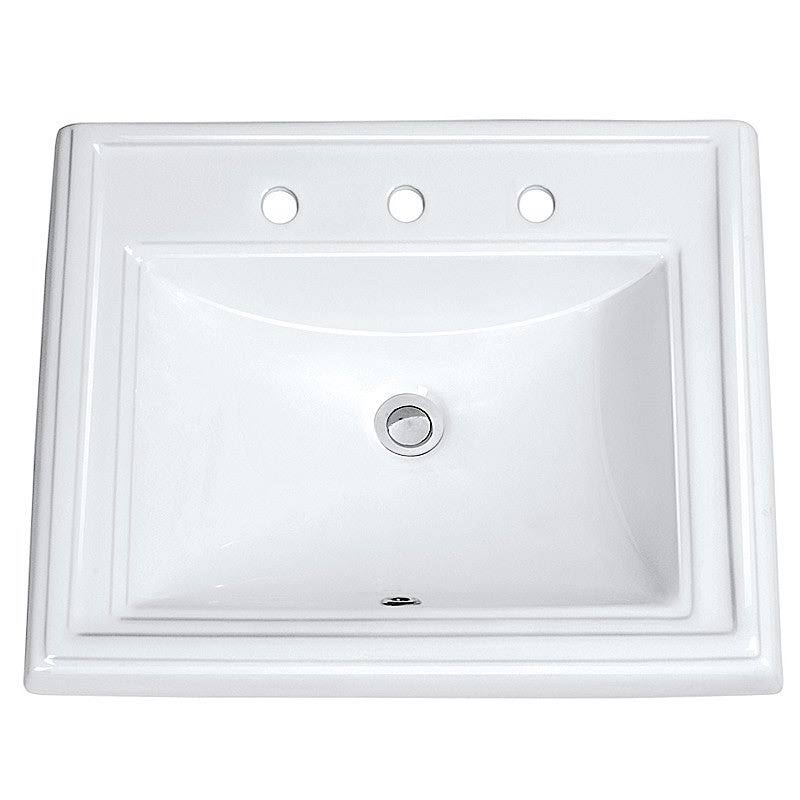 23x22 Drop in Bathroom Sink with 3 Holes Drilled White G4155