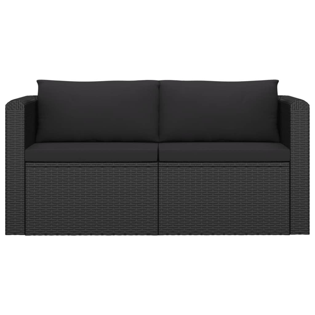 2 Piece Patio Sofa Set with Cushions Poly Rattan Black C557