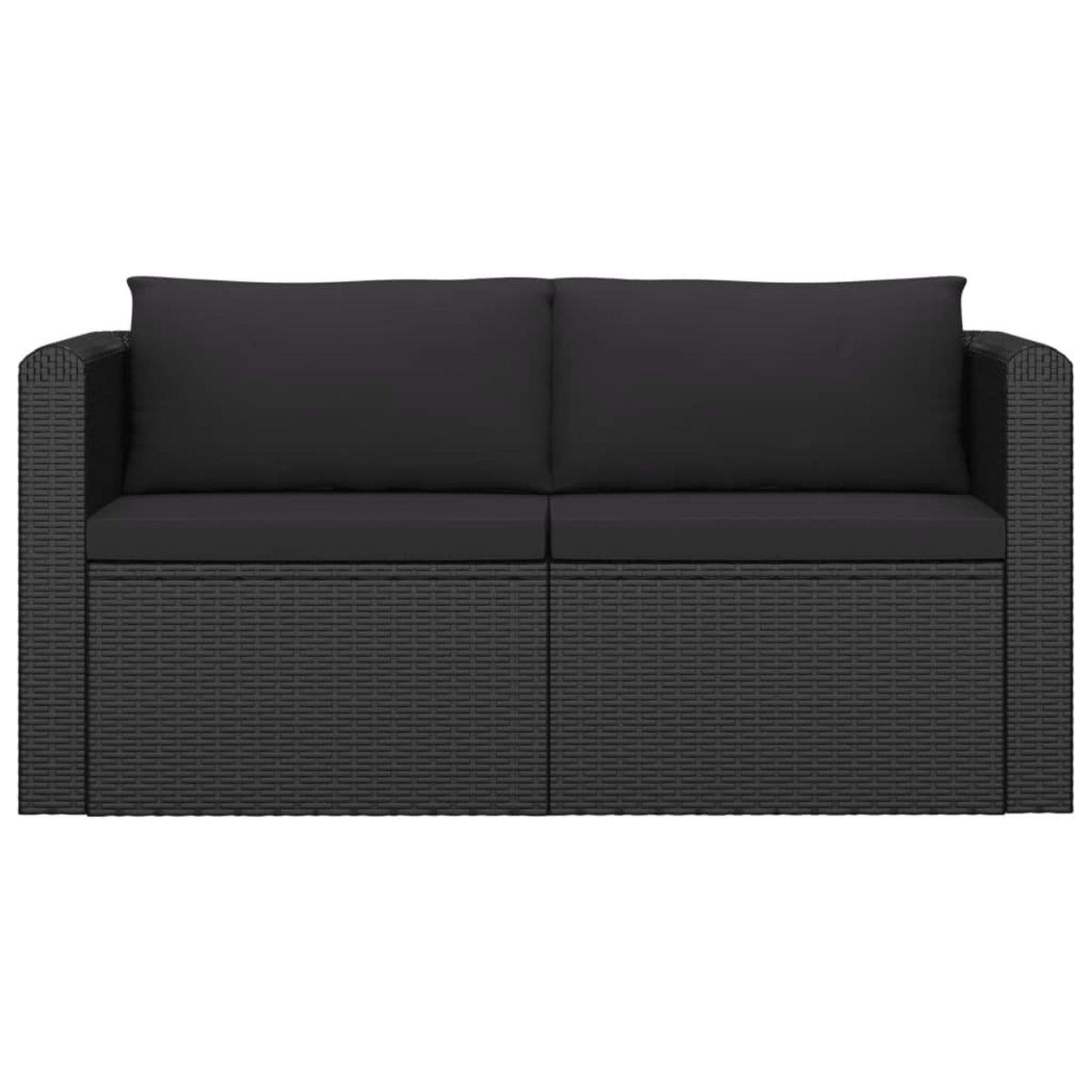 2 Piece Patio Sofa Set with Cushions Poly Rattan Black C557