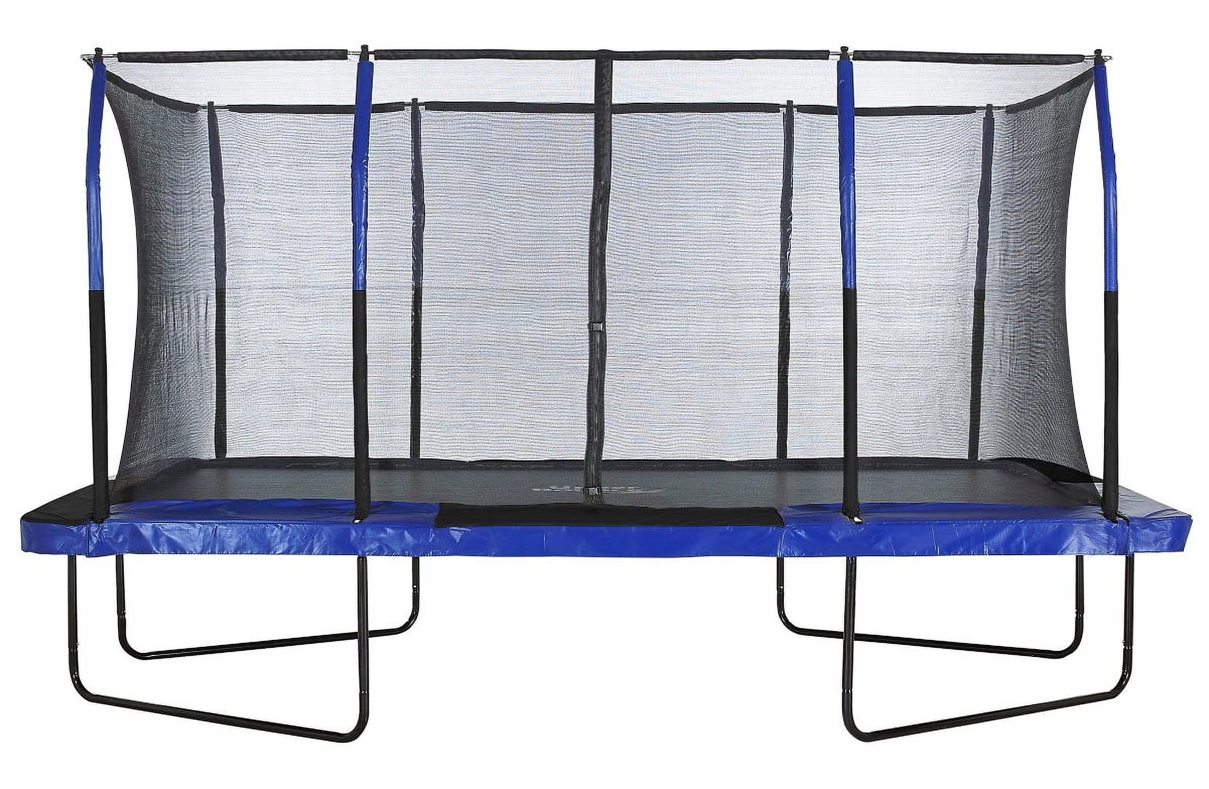 Blue/Black Rectangular Trampoline Set with Enclosure System A90827