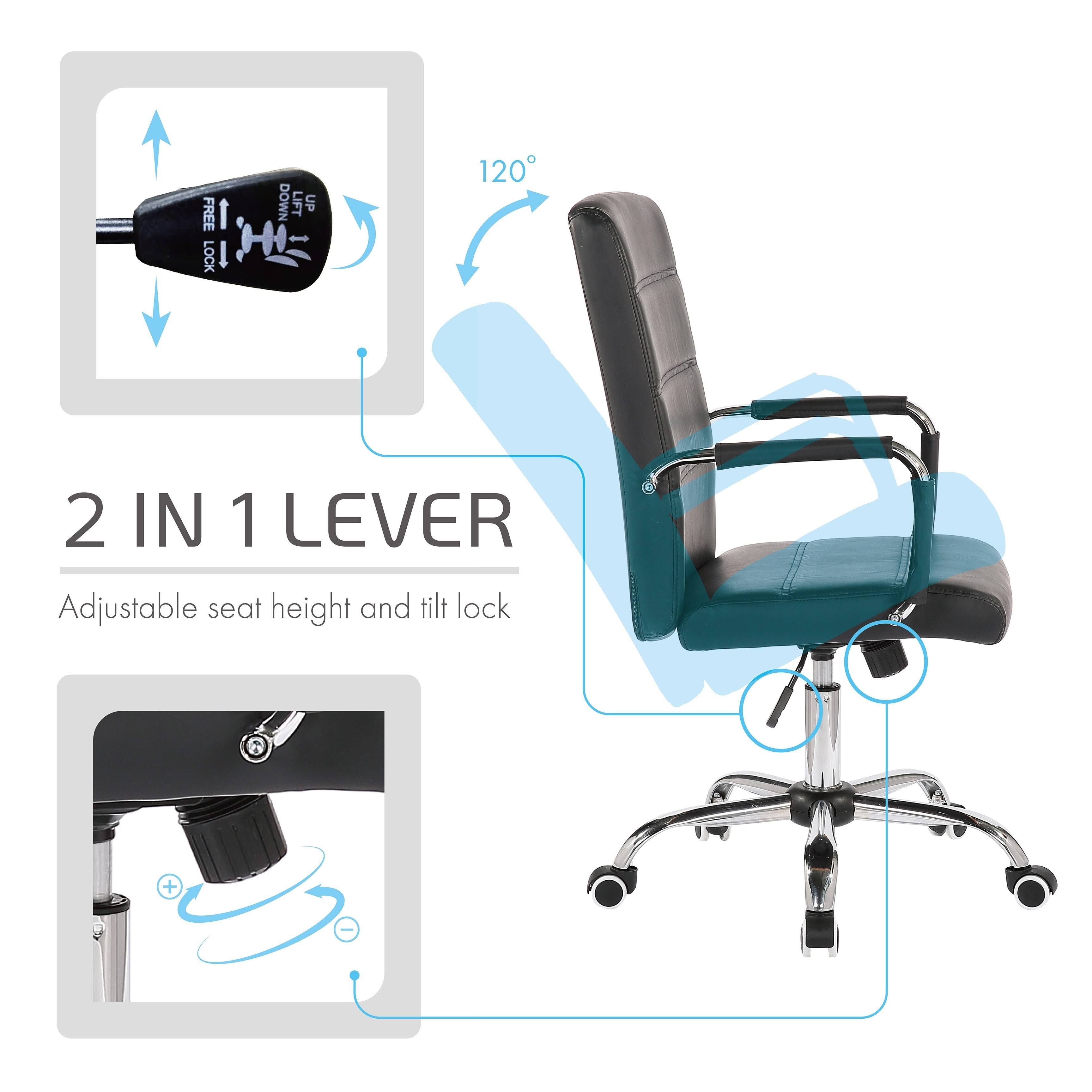 White PU Leather Swivel Office Chair D36406