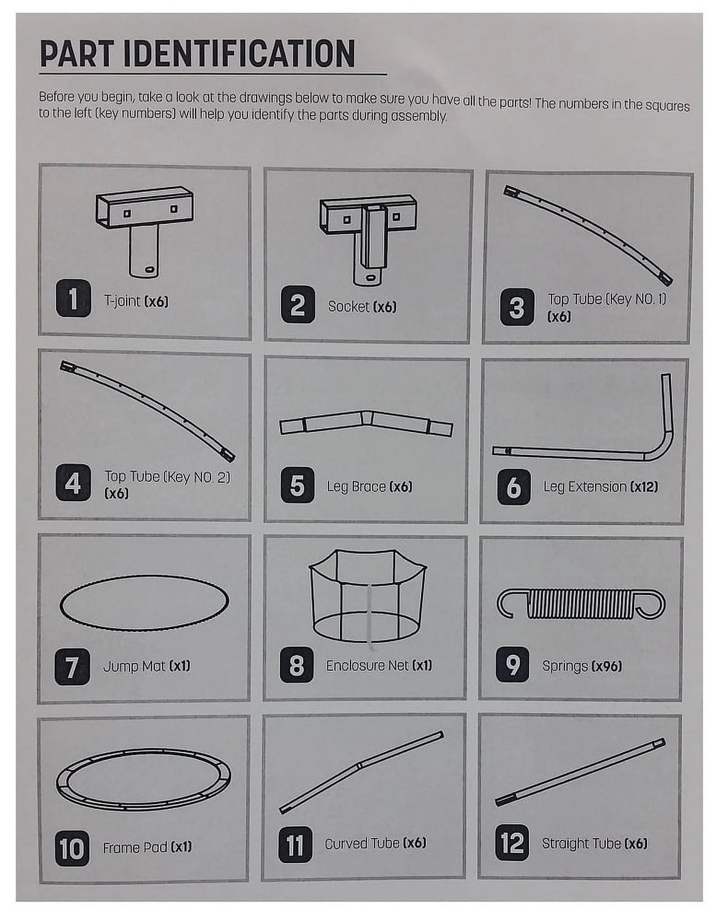 16' Round Replacement Trampoline Enclosure Part, Curved Tube E30051