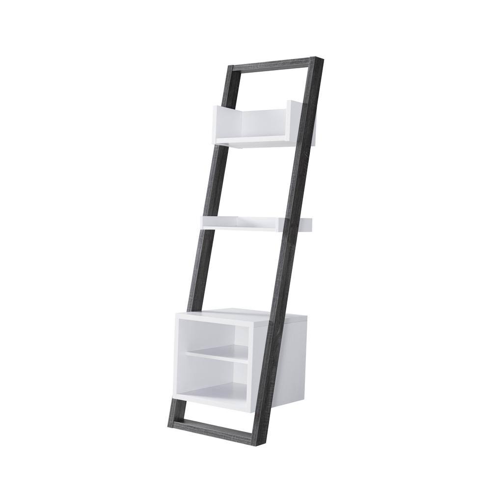 Gray 4-Shelf Ladder Bookcase W8420
