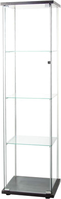 Black Glass Display Cabinet 4 Shelves with Door W352370