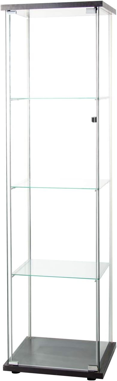 Black Glass Display Cabinet 4 Shelves with Door W352370