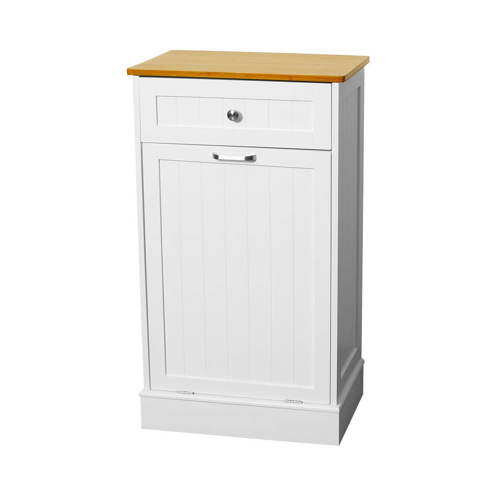 Black Wooden Tilt Out Trash Cabinet with Hideaway Drawer I2676