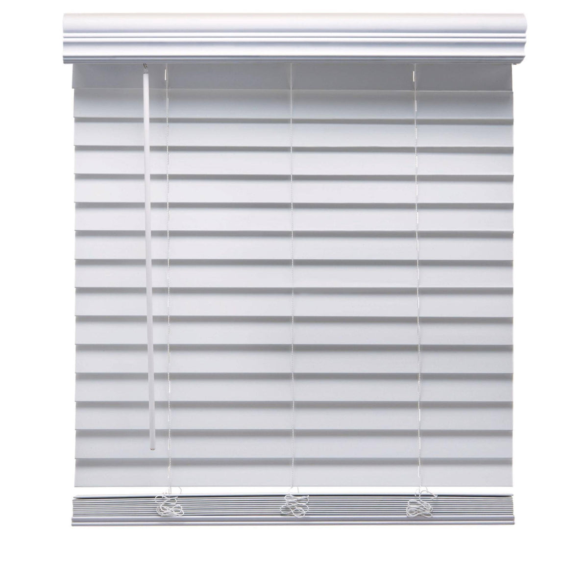 White Cordless Faux Wood Blind C63114