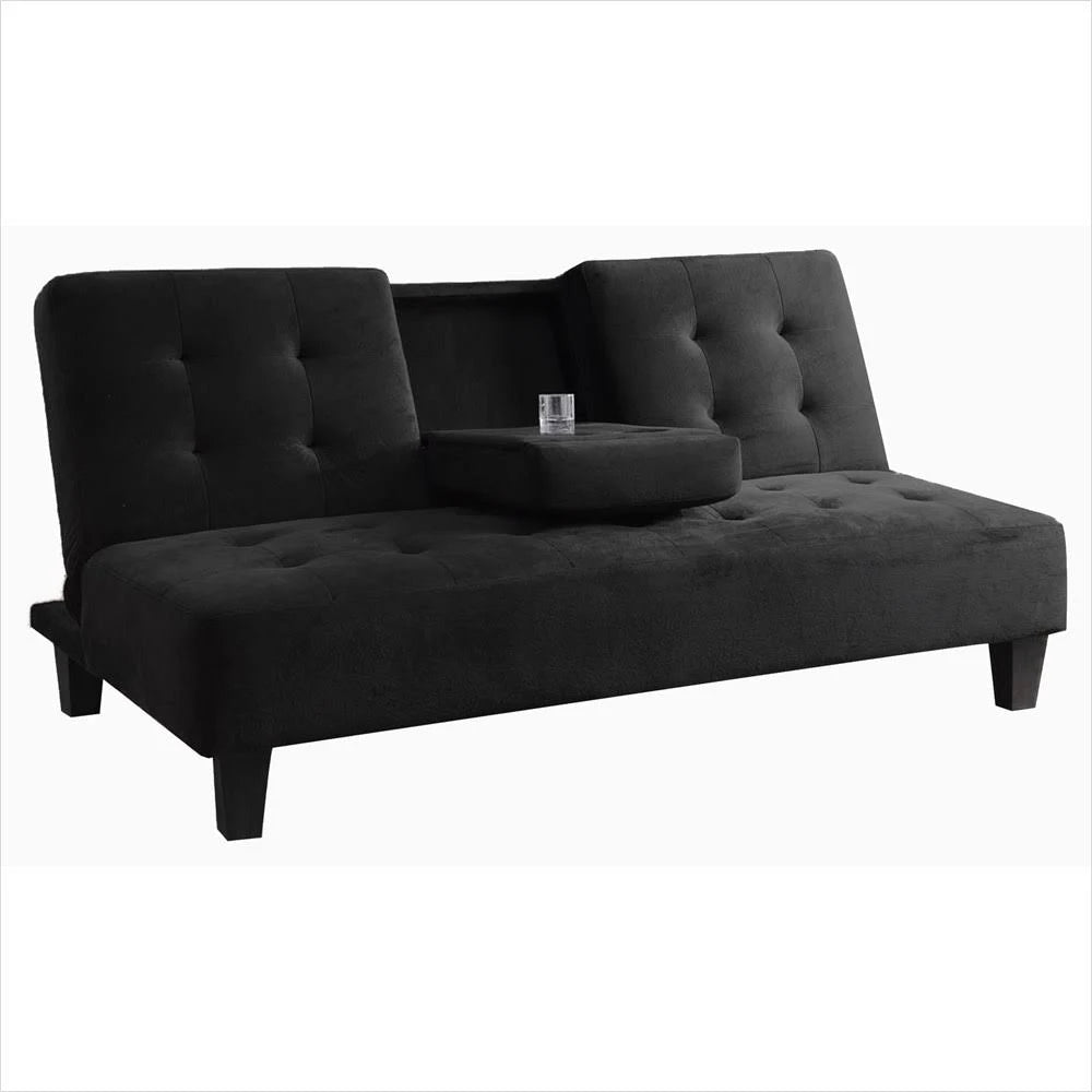 Brown Futon Sofa Bed with Cup Holder W864887