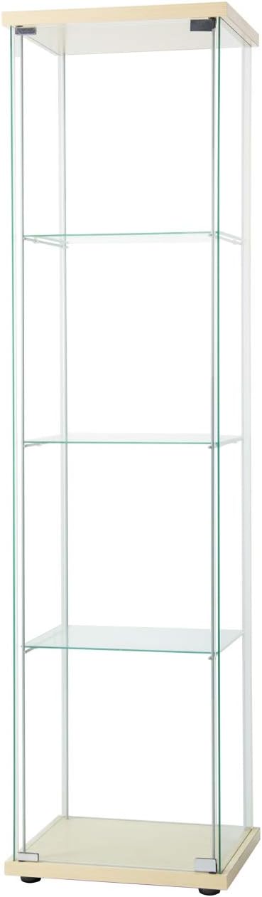 Black Glass Display Cabinet 4 Shelves with Door W352370