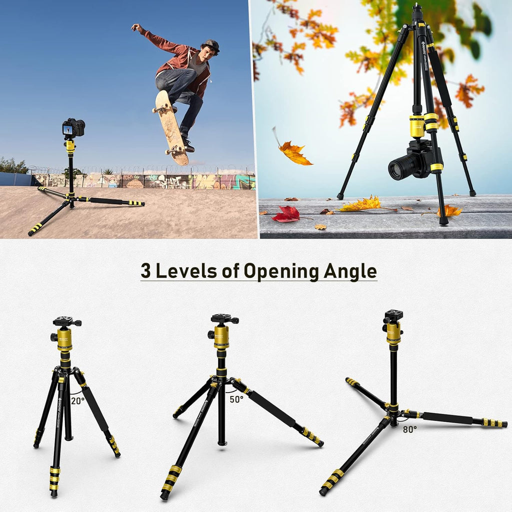 Yellow Compact Aluminum Tripod with 360 Degree Ball Head M6553