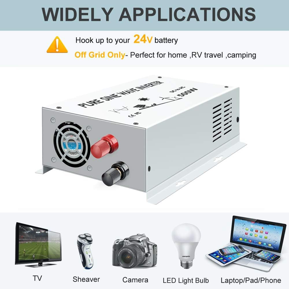 500w Pure Sine Wave Power Inverter 24v DC to 120v AC Z211028