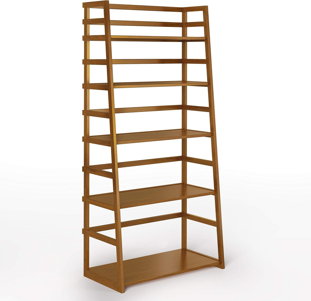 Black Solid Wood 5-Shelf Ladder Bookcase K60737