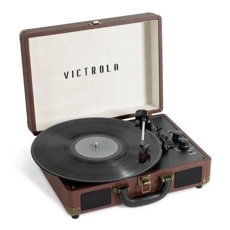 Portable Suitcase Record Player 3-Speed Turntable with Built-In Bluetooth Speakers E5583