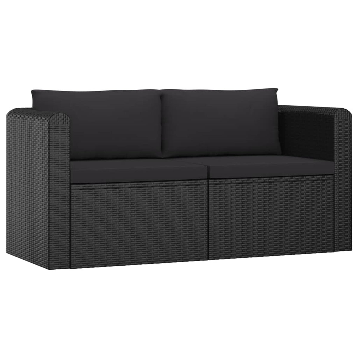 2 Piece Patio Sofa Set with Cushions Poly Rattan Black C557