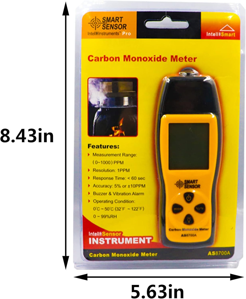Handheld Carbon Monoxide Meter, 0-1000 ppm, Pack of 2 Q743