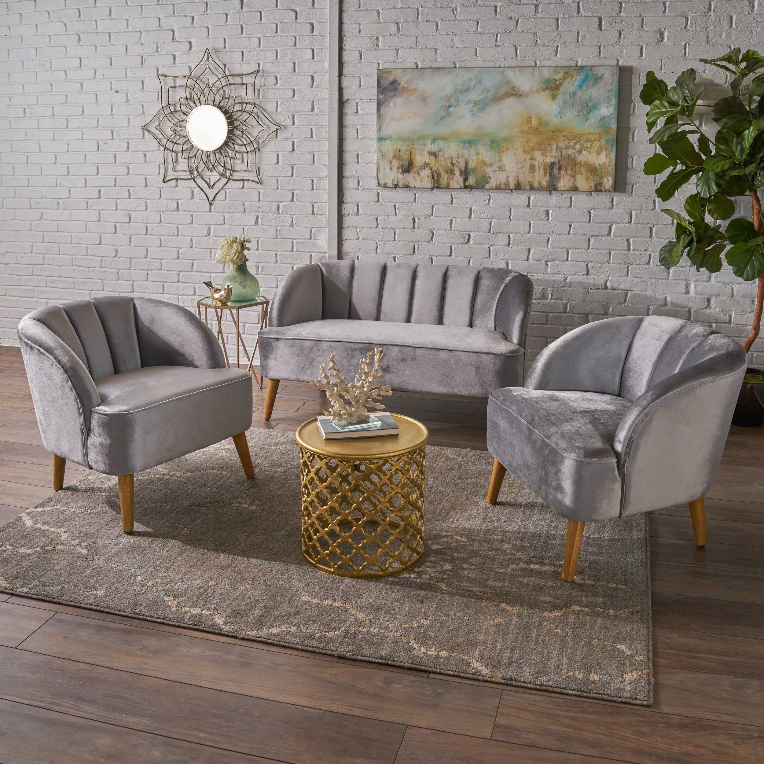3 Piece Velvet Chat Set O16838