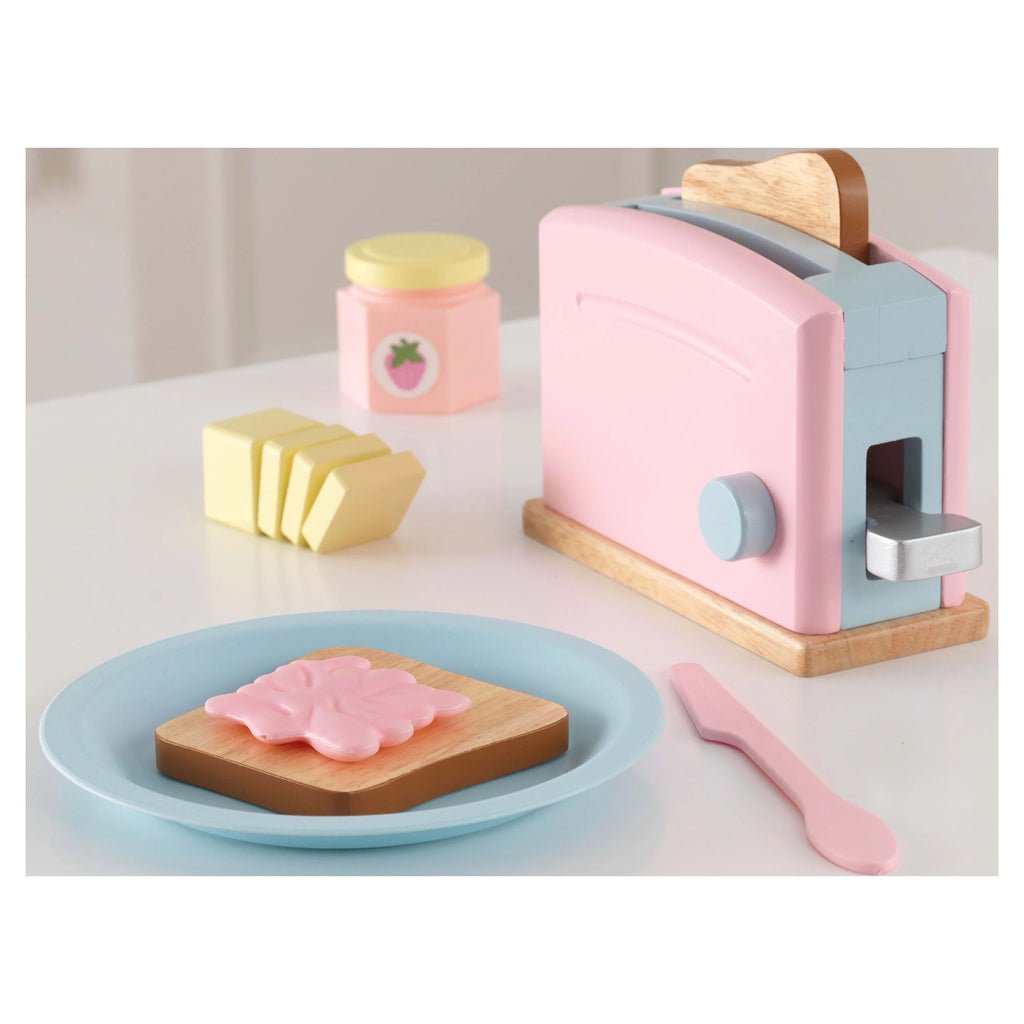 Pastel Wooden Toaster Playset with 8 Pieces G17844