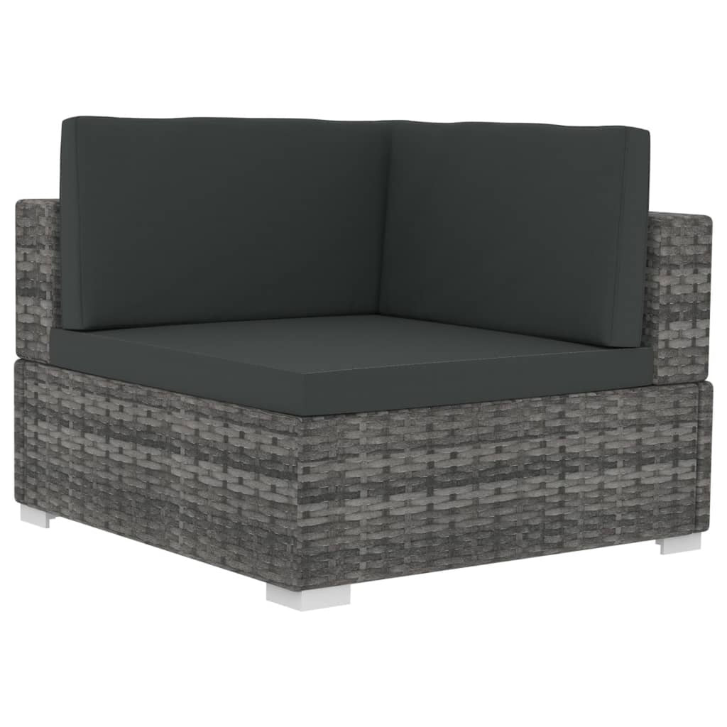 4 Piece Poly Rattan Patio Sofa Set with Cushions Gray Y344473