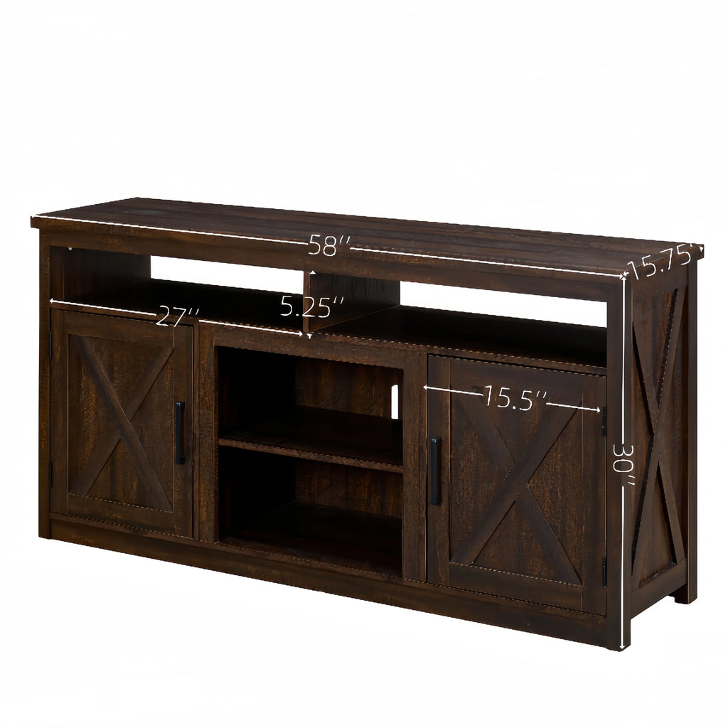 Espresso TV Media Stand with Open Shelves and Closed Cabinets K376728