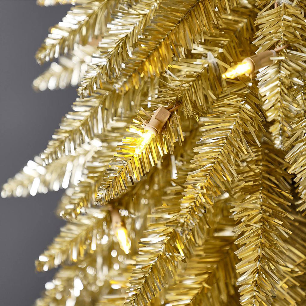 7 Foot Prelit Artificial Christmas Tree with Stand, Champagne, Gold P677