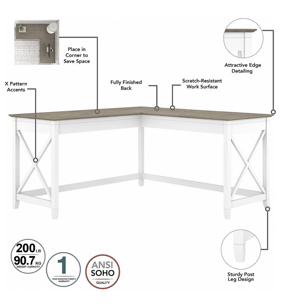 Gray L Shaped Desk with Desktop Organizers Z518