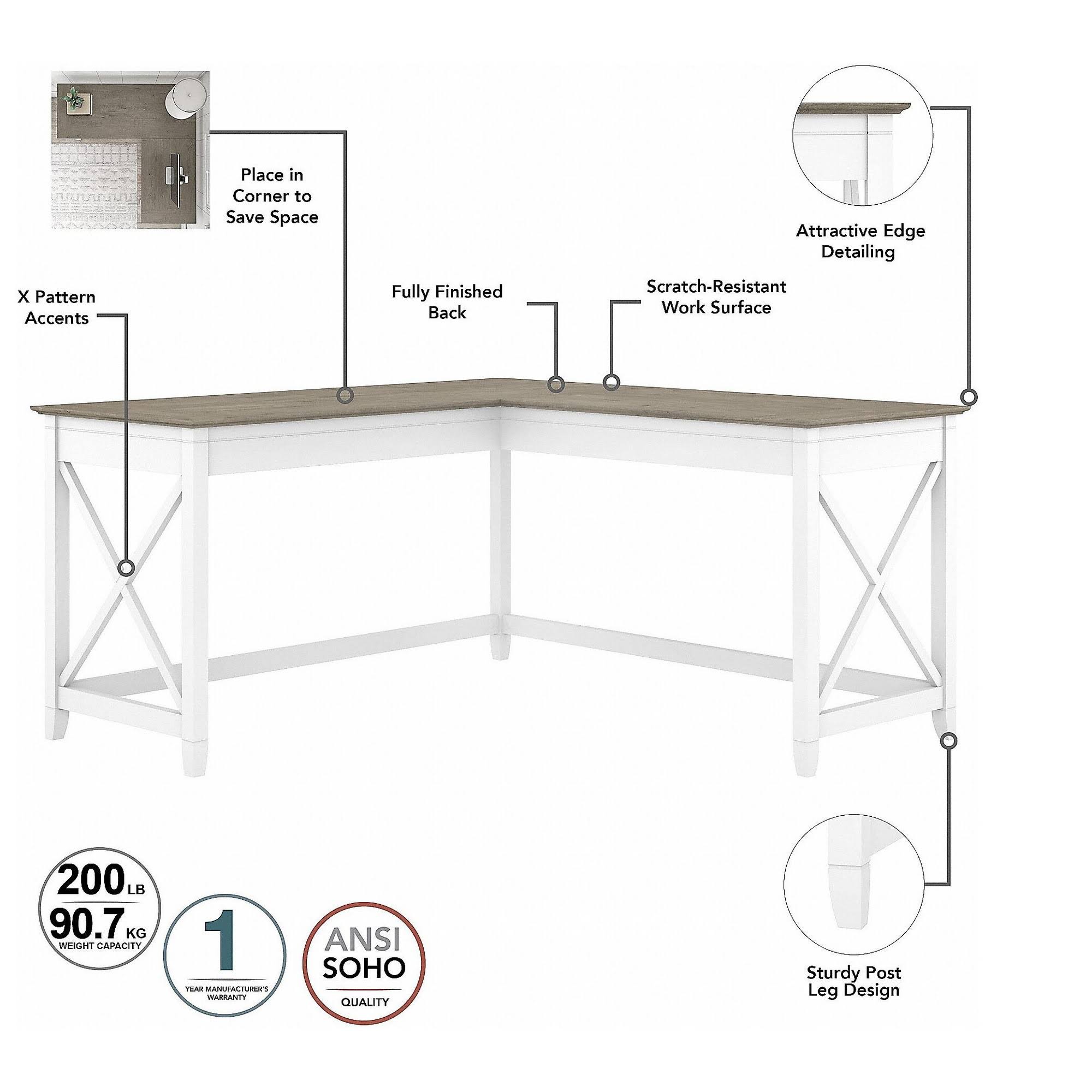 Gray L Shaped Desk with Desktop Organizers Z518
