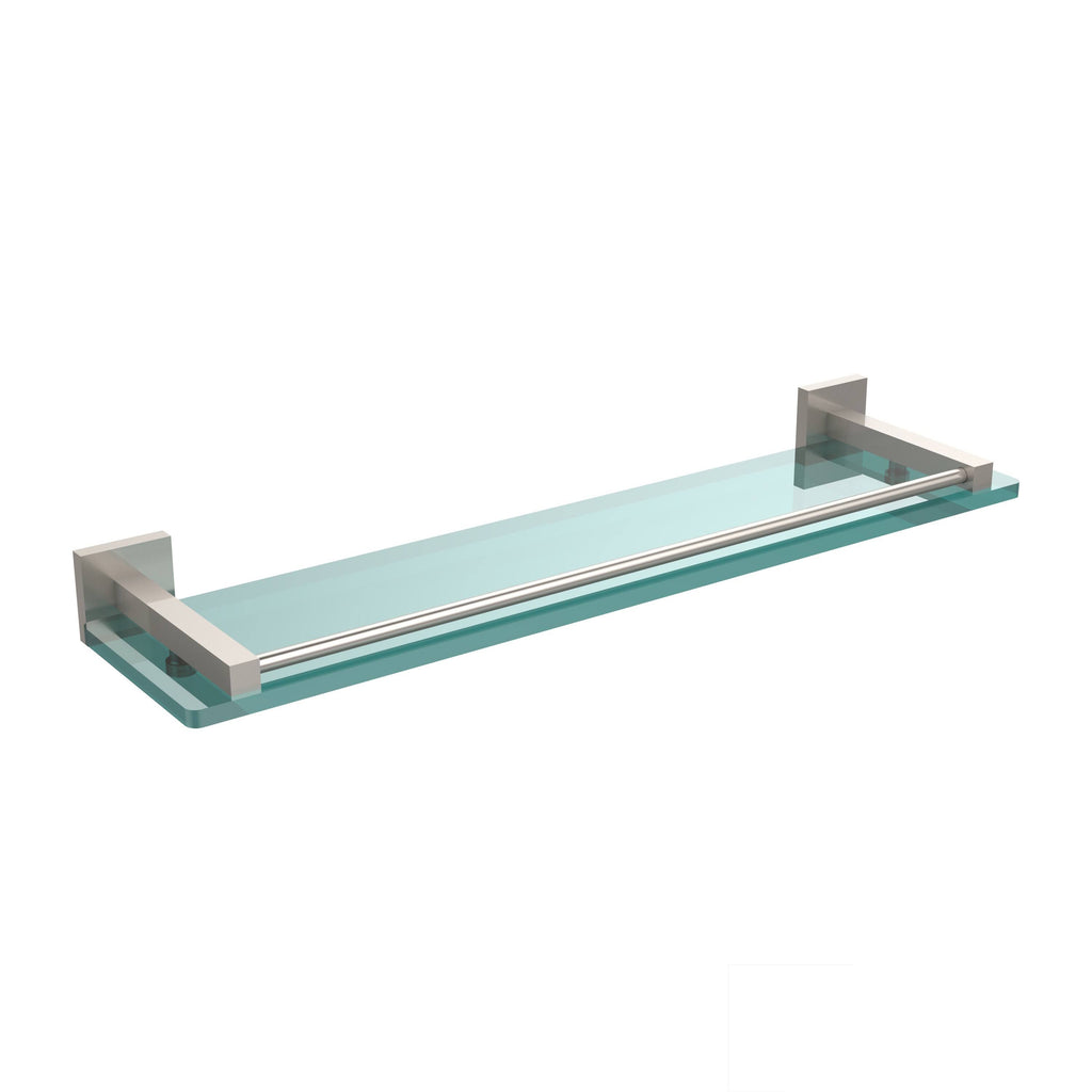 Satin Brass 22 in. Glass Shelf with Gallery Rail D9921