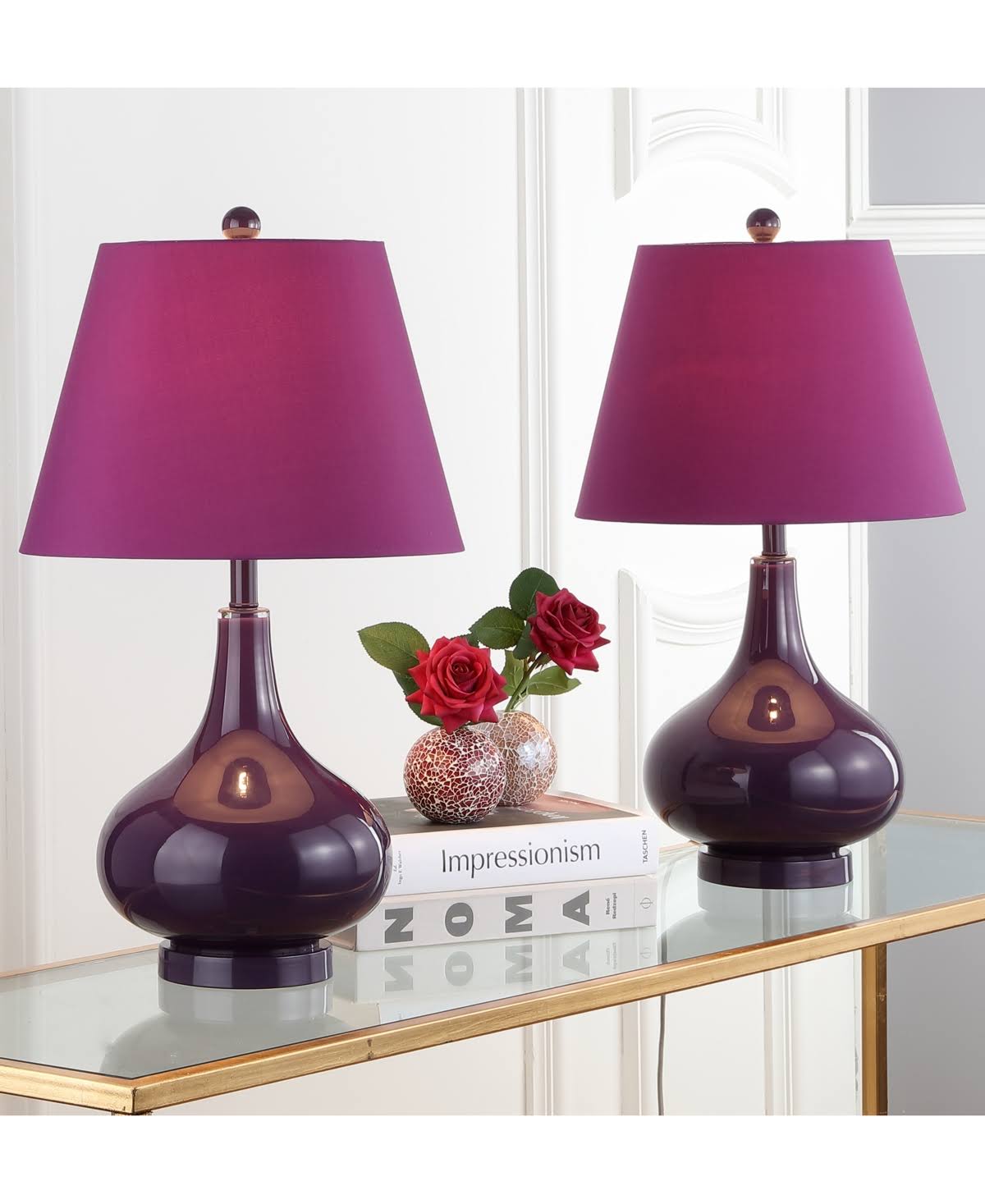 Dark Purple Double Gourd Lamp Set of 2 Q582