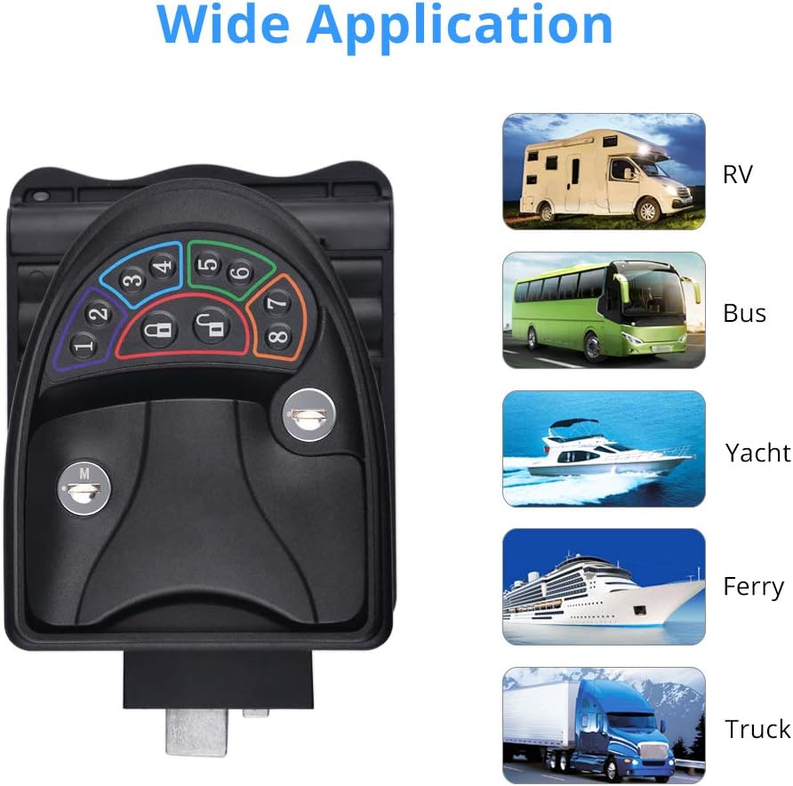 RV Keyless Entry Door Lock Handle Latch Zinc Alloy Wireless with Keypad & Fob N6502