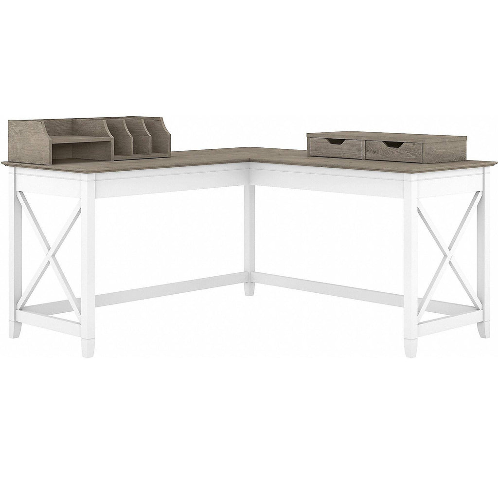 Gray L Shaped Desk with Desktop Organizers Z518