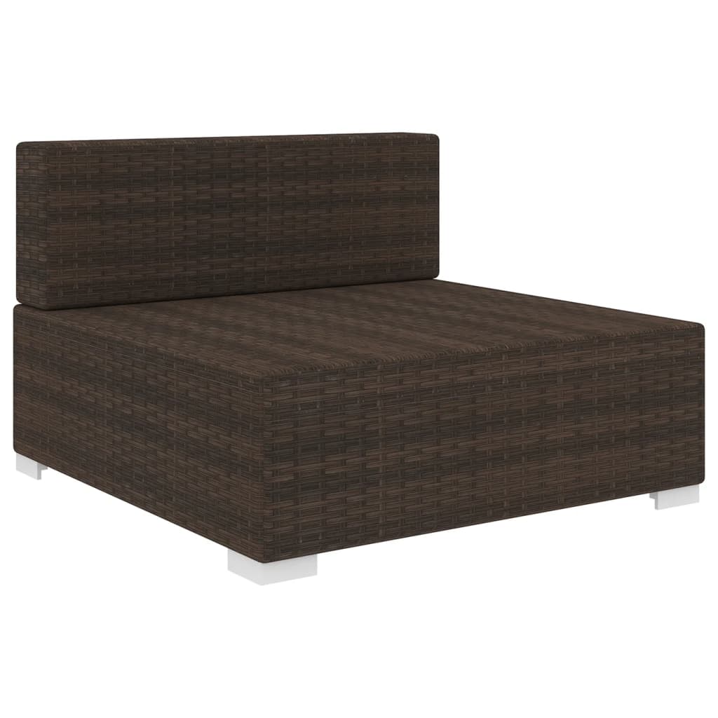 Brown Poly Rattan Sectional Middle Seat with Cushions V88140